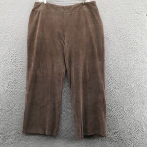 Lands End Wide Leg Knit Corduroy Pants‎ 26 Brown Womens Preppy Pull On Comfy
